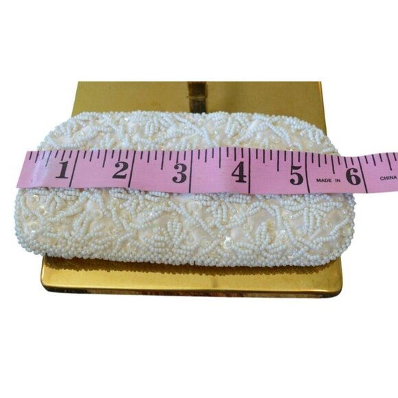 Vintage Fortune Ivory Beaded Eyeglass Case Women's Classic Elegant Evening Bag - Picture 3 of 5